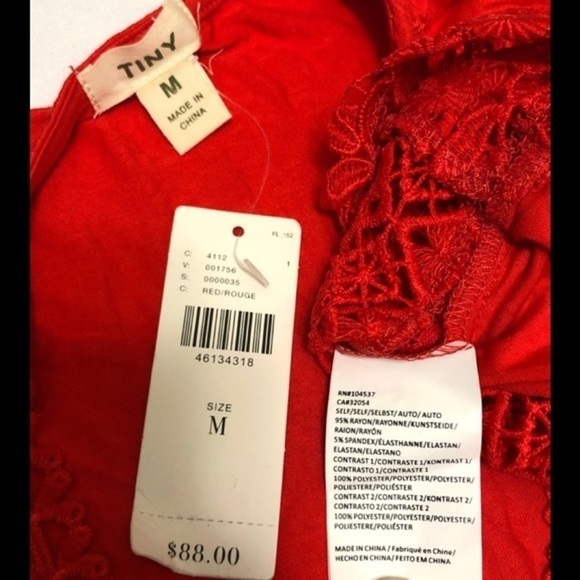 Anthropology Tiny Red Lace Sleeveless Tops - Picture 10 of 10